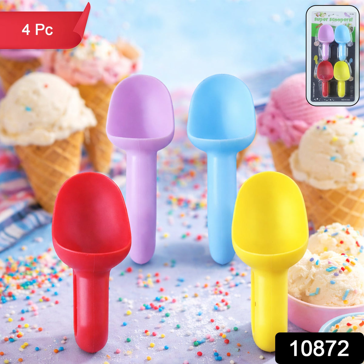 Plastic Ice Cream Scoop – 4 pc Multipurpose Kitchen set – side view