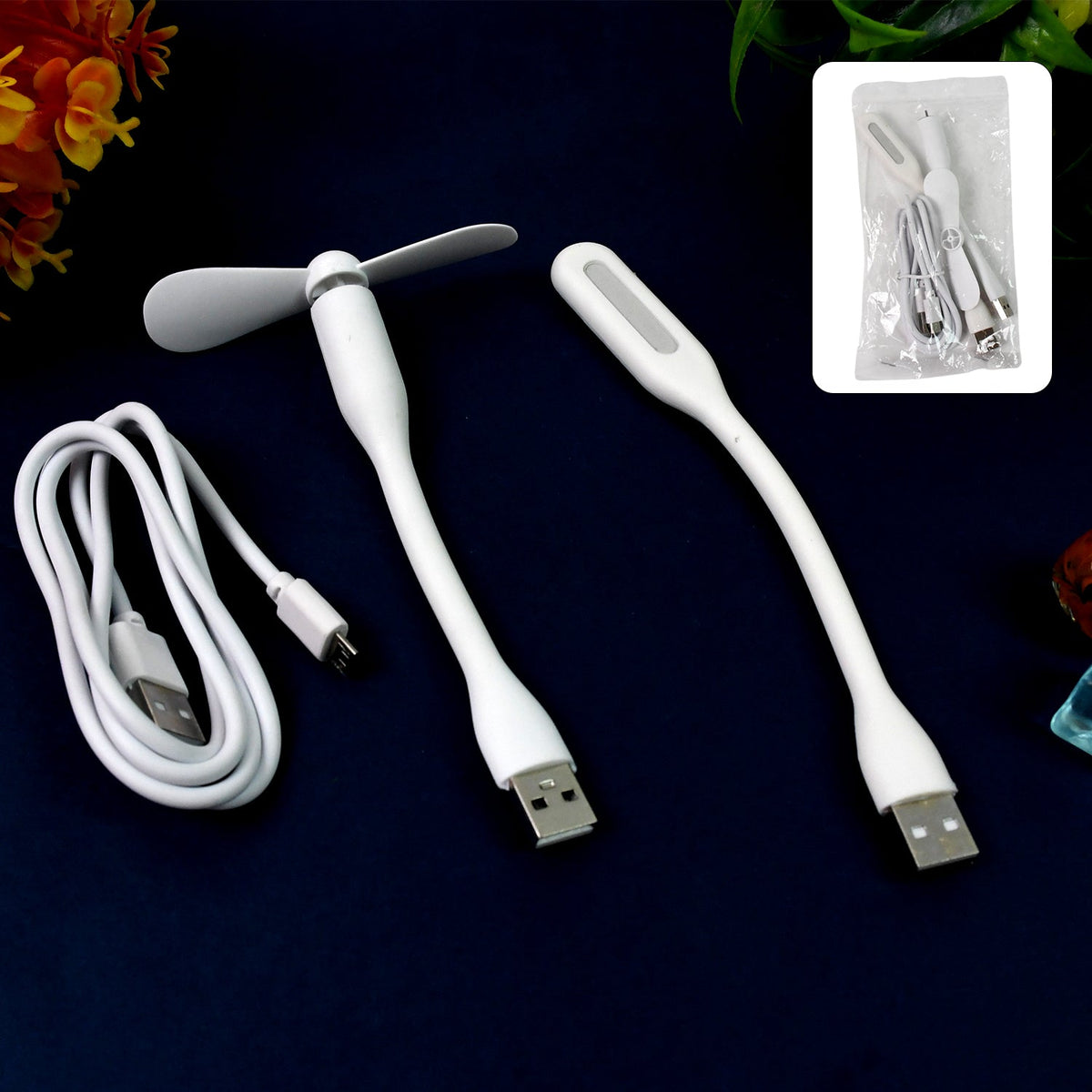 Portable USB Fan set – Mini Fan, LED Light & Cable – view 7