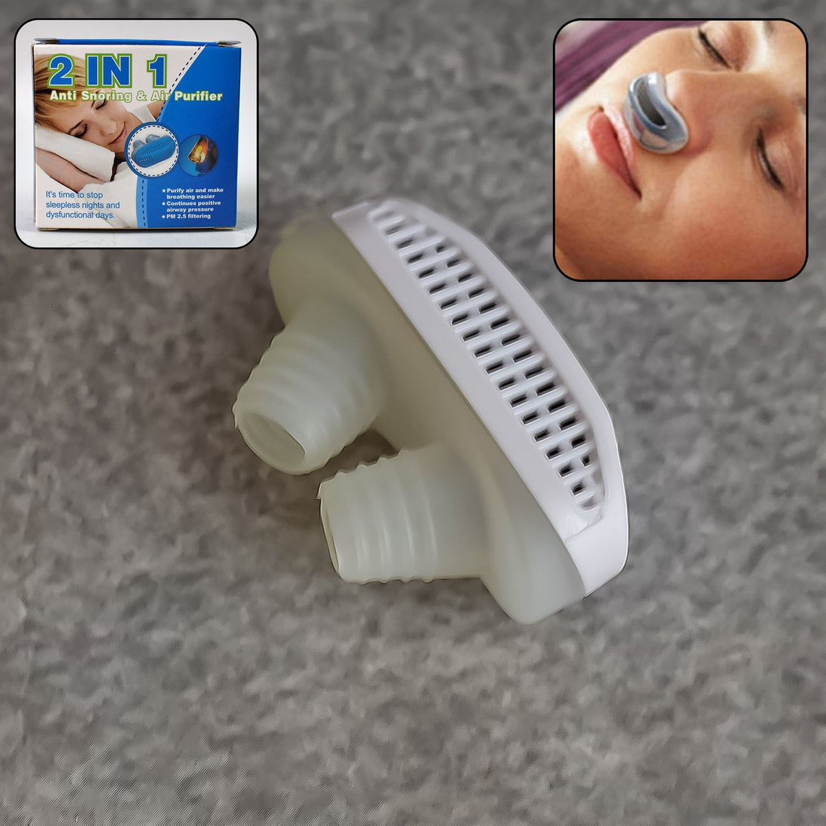 Anti-Snoring Nose Clip – 2-in-1 Air Purifier Device