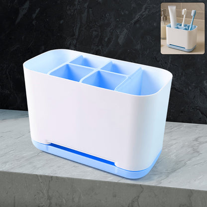 Toothbrush Holder Stand – 6-Compartment Plastic Caddy – side view