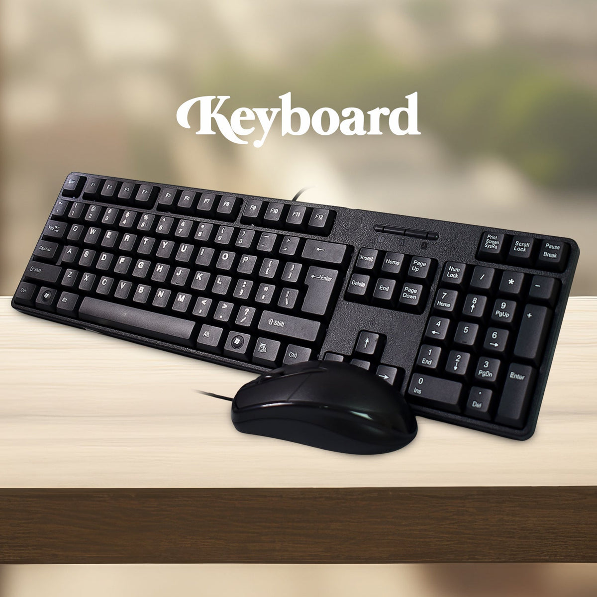 Wired Keyboard Mouse Combo – Ergonomic USB set – close-up