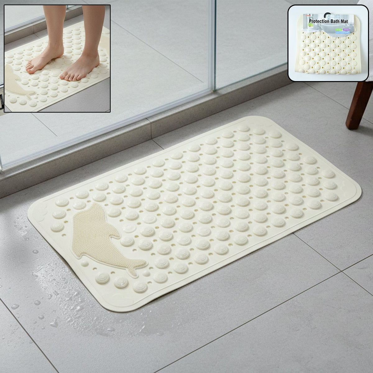 Anti-Slip Bath Mat 69x35 cm – Secure Non-Slip Protection – side view