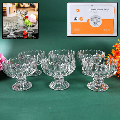 Glass Ice Cream Bowls – set of 6 Clear Dessert Cups