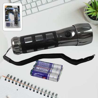 LED Hand Torch – Aluminium, Rubber Grip – close-up