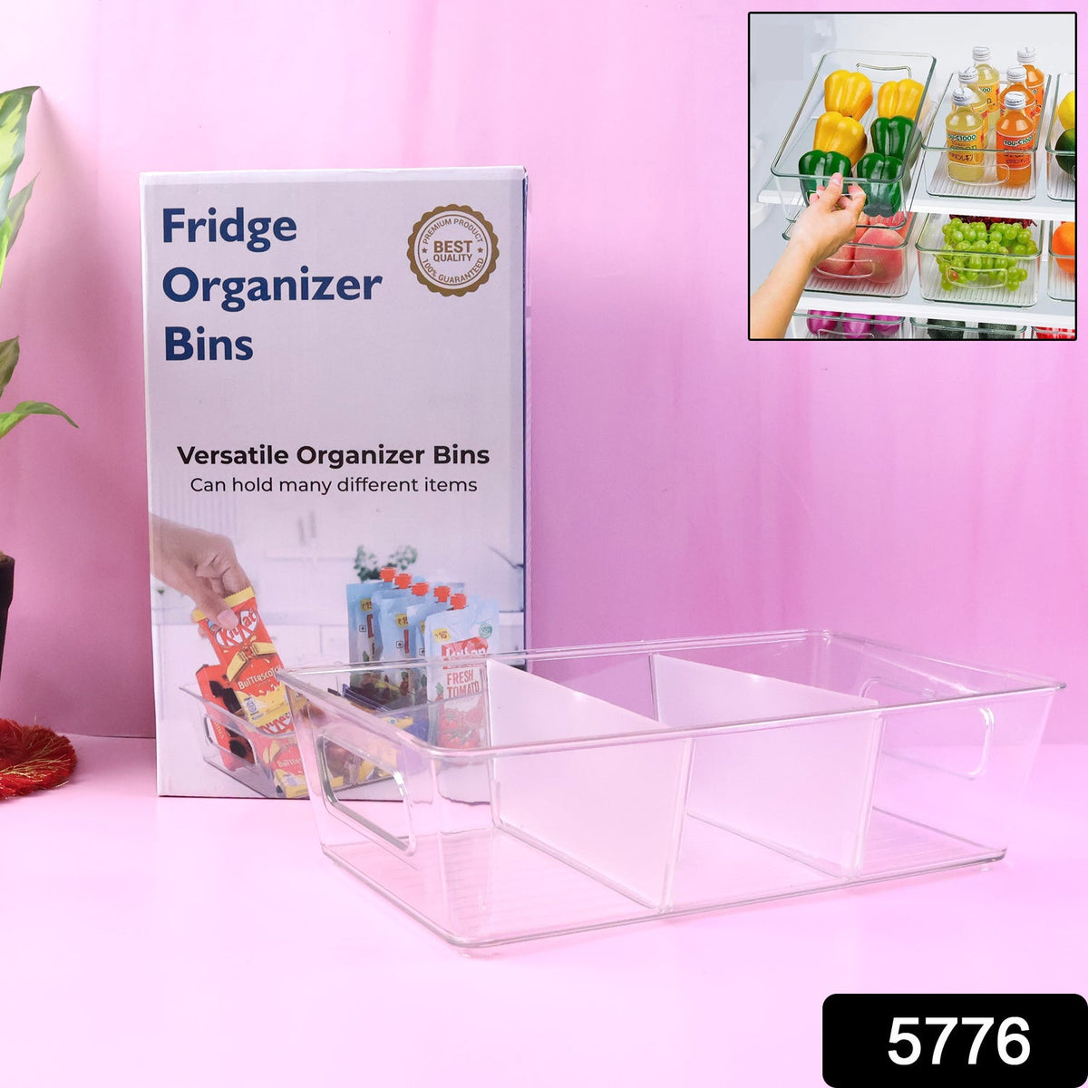 Refrigerator Organizer Bin – Clear Stackable with Handle – view 11