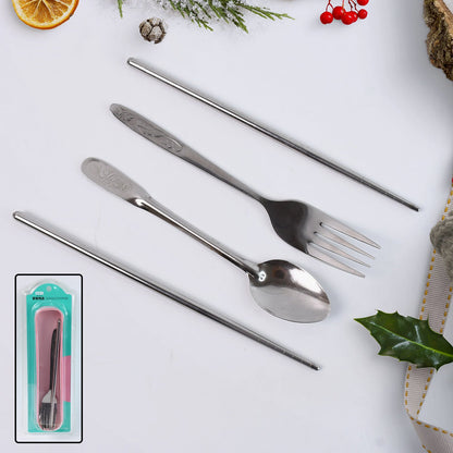 Portable Stainless Steel Cutlery set – Durable 4-Pc Travel