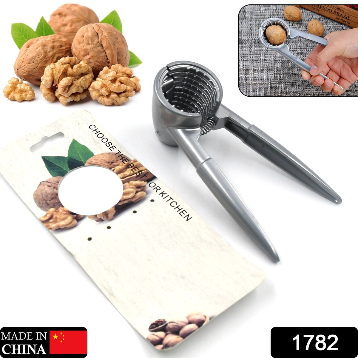 Walnut Cracker – Die-Cast Stainless Alloy Nut Tool – side view
