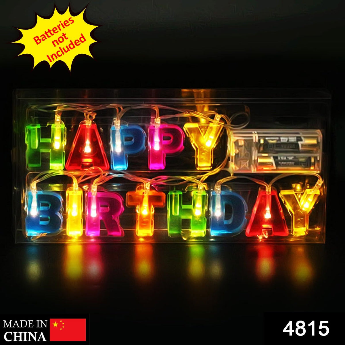 Happy Birthday LED String Lights – Battery Operated – side view