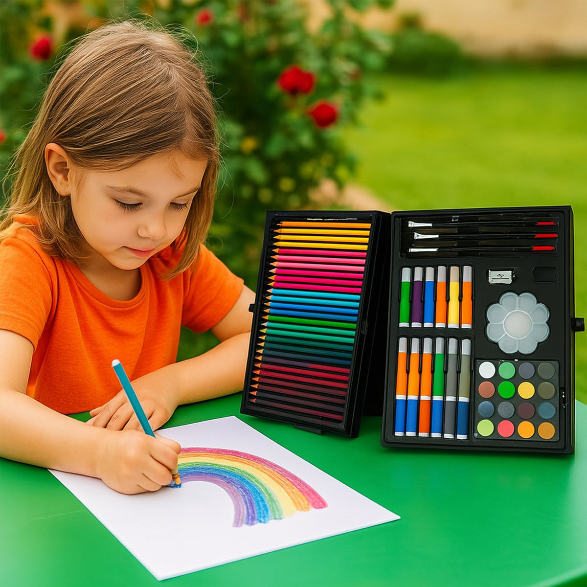 Kids Art set – 145 pcs Unicorn Drawing & Painting Kit – close-up