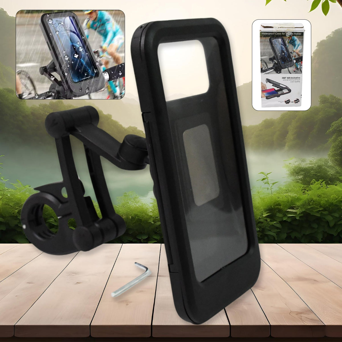 Waterproof Bike Phone Mount – 360° Rotation & Universal