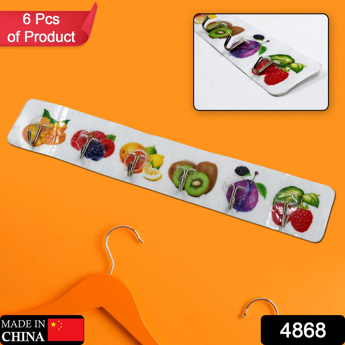 Adhesive Wall Hooks – Strong, Transparent, Multiuse (6 Pcs) – side view