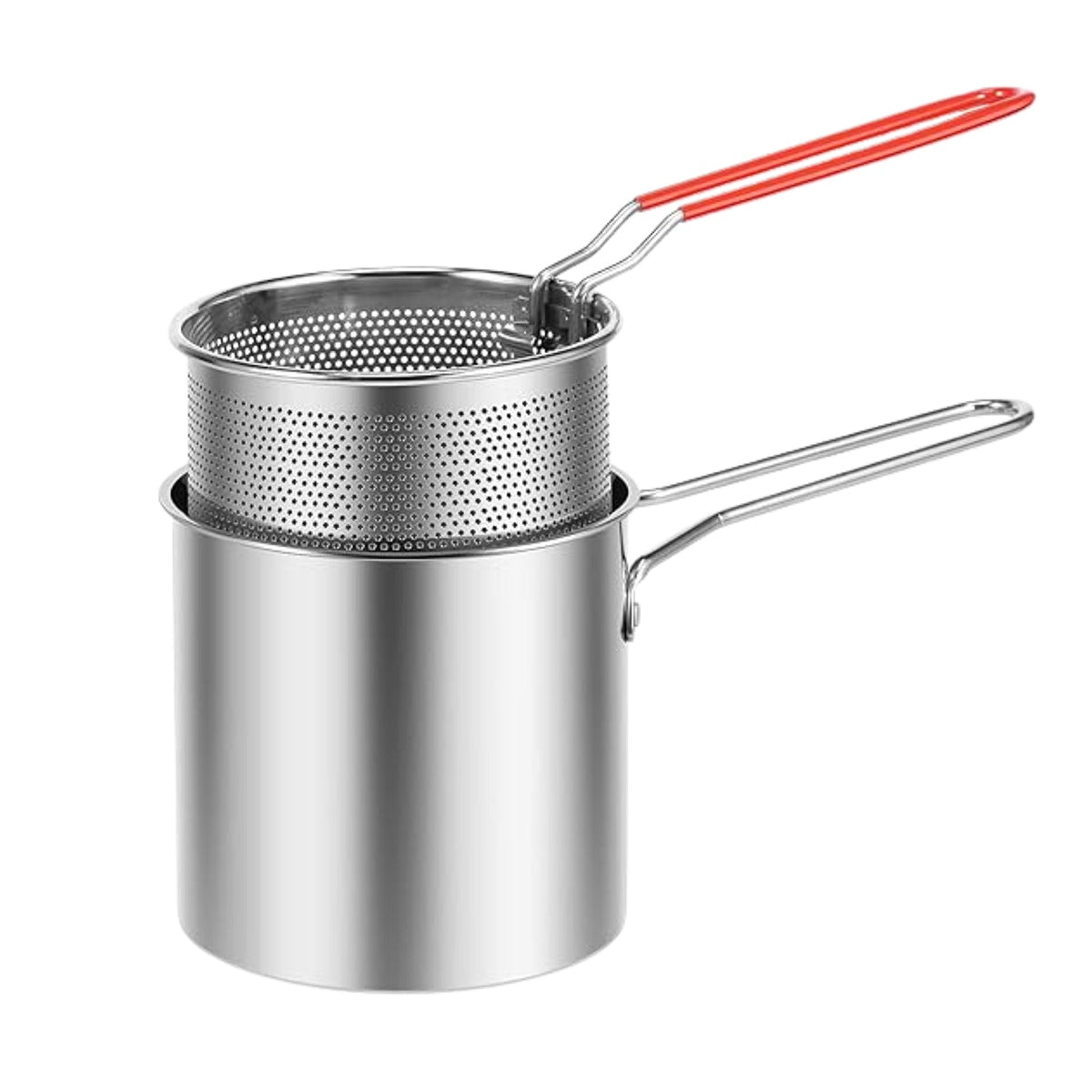 Deep Frying Pot – Stainless Steel with Strainer Basket – detail view
