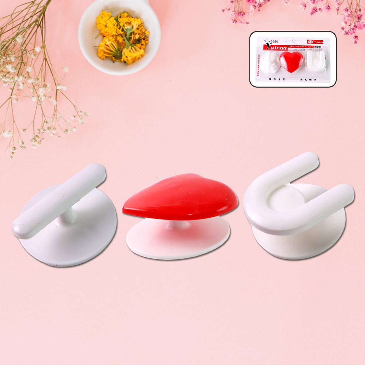 Adhesive Wall Hook set – Strong Grip & Reusable Utility – close-up