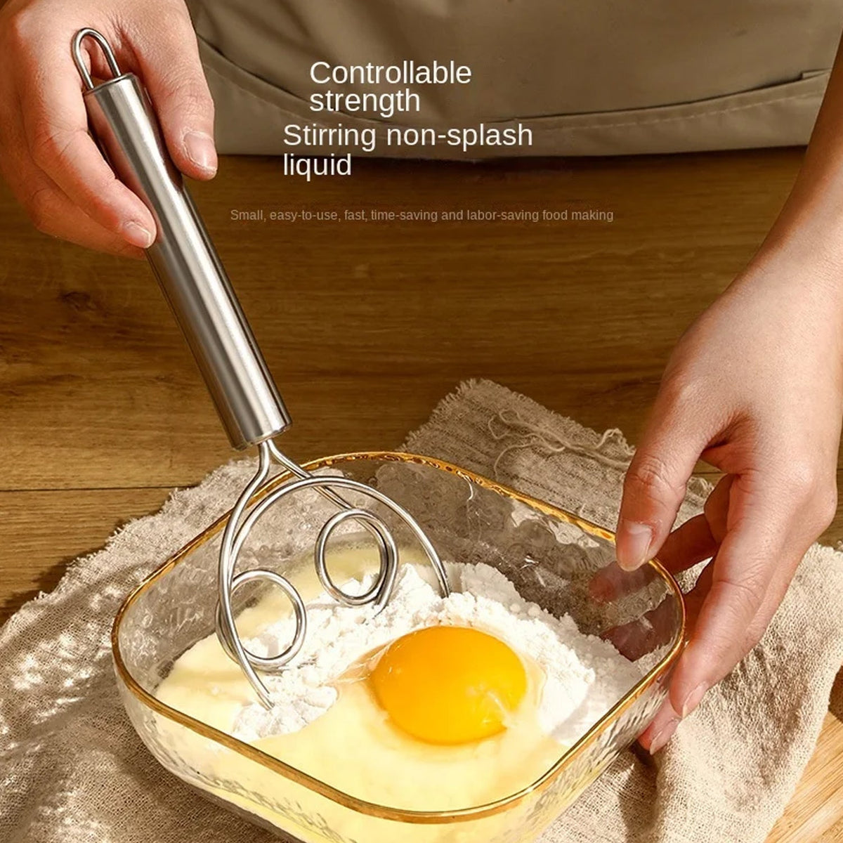 Dough Whisk – Premium Stainless Steel Hand Mixer for Baking – close-up