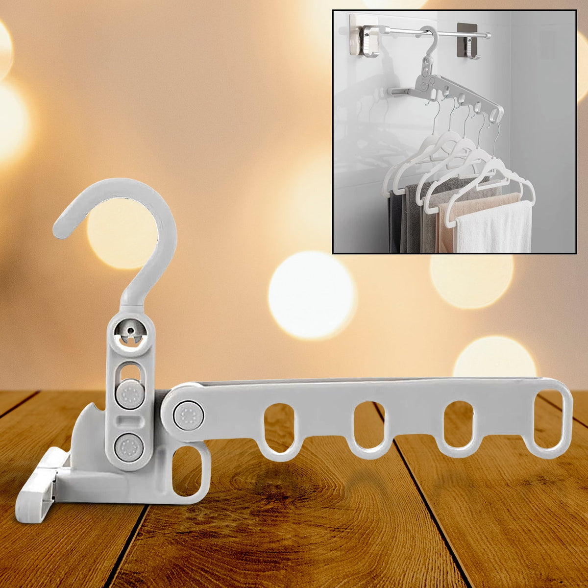 Foldable Clothes Hanger – 5-Hole Space-Saving Travel Rack – close-up