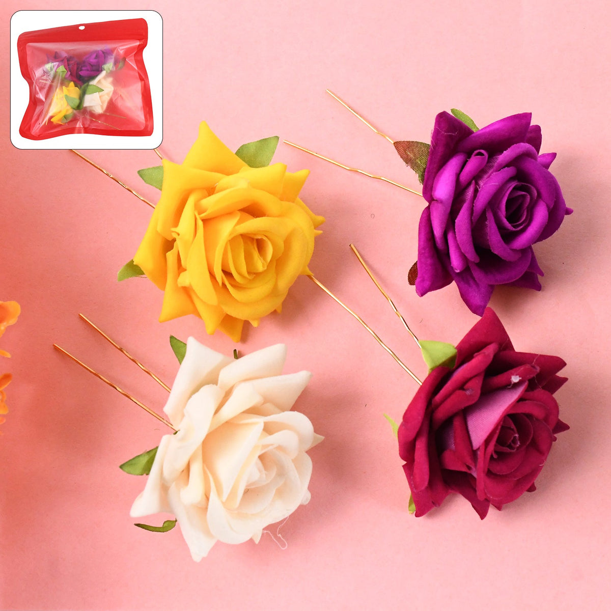 Flower Hair Pin – Vibrant Multicolor Floral Hair