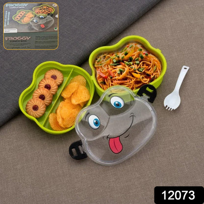 Froggy Lunch Box for Kids – Double Layer, Leakproof Tiffin – side view