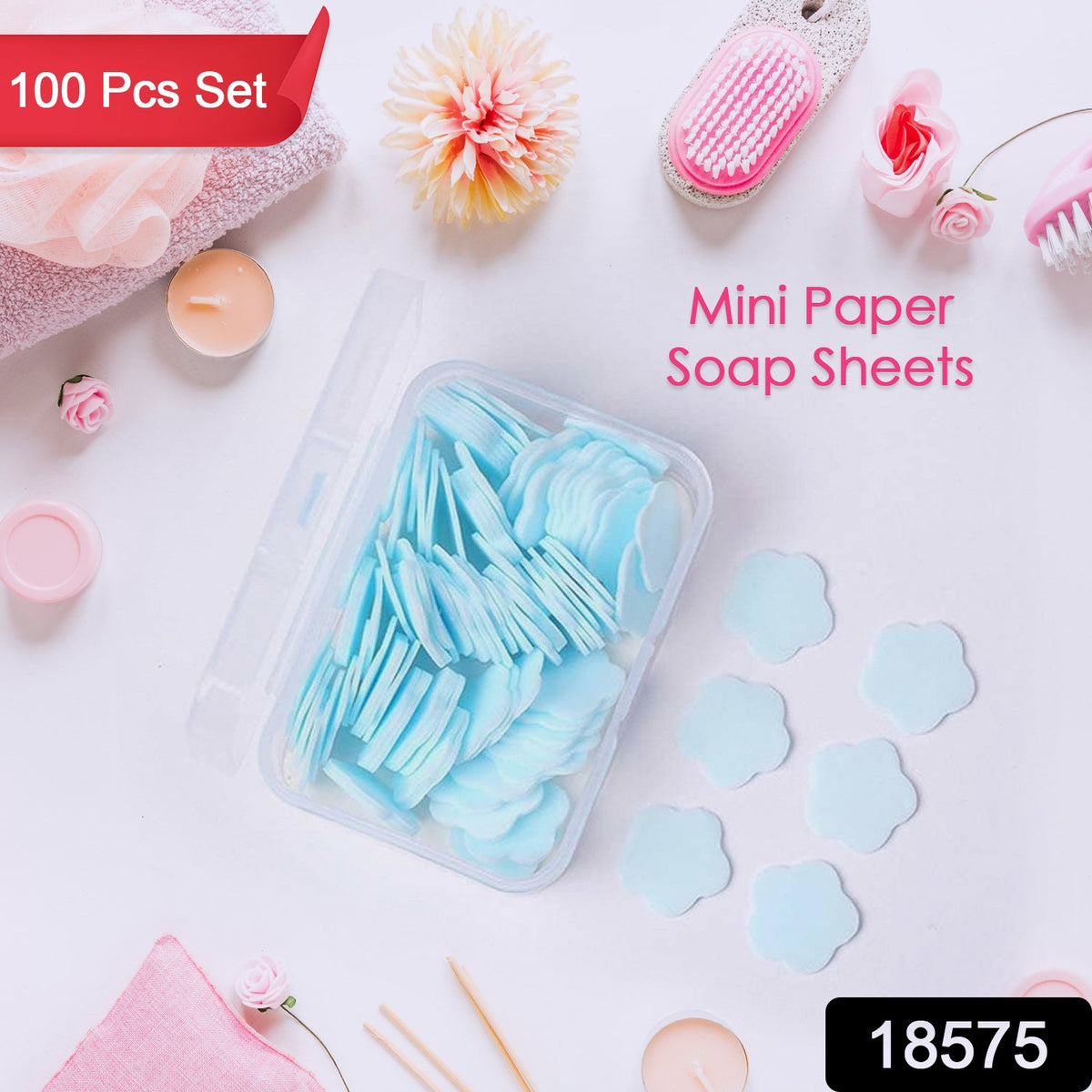 Travel Soap Sheets – 100 Flower-Shaped – close-up