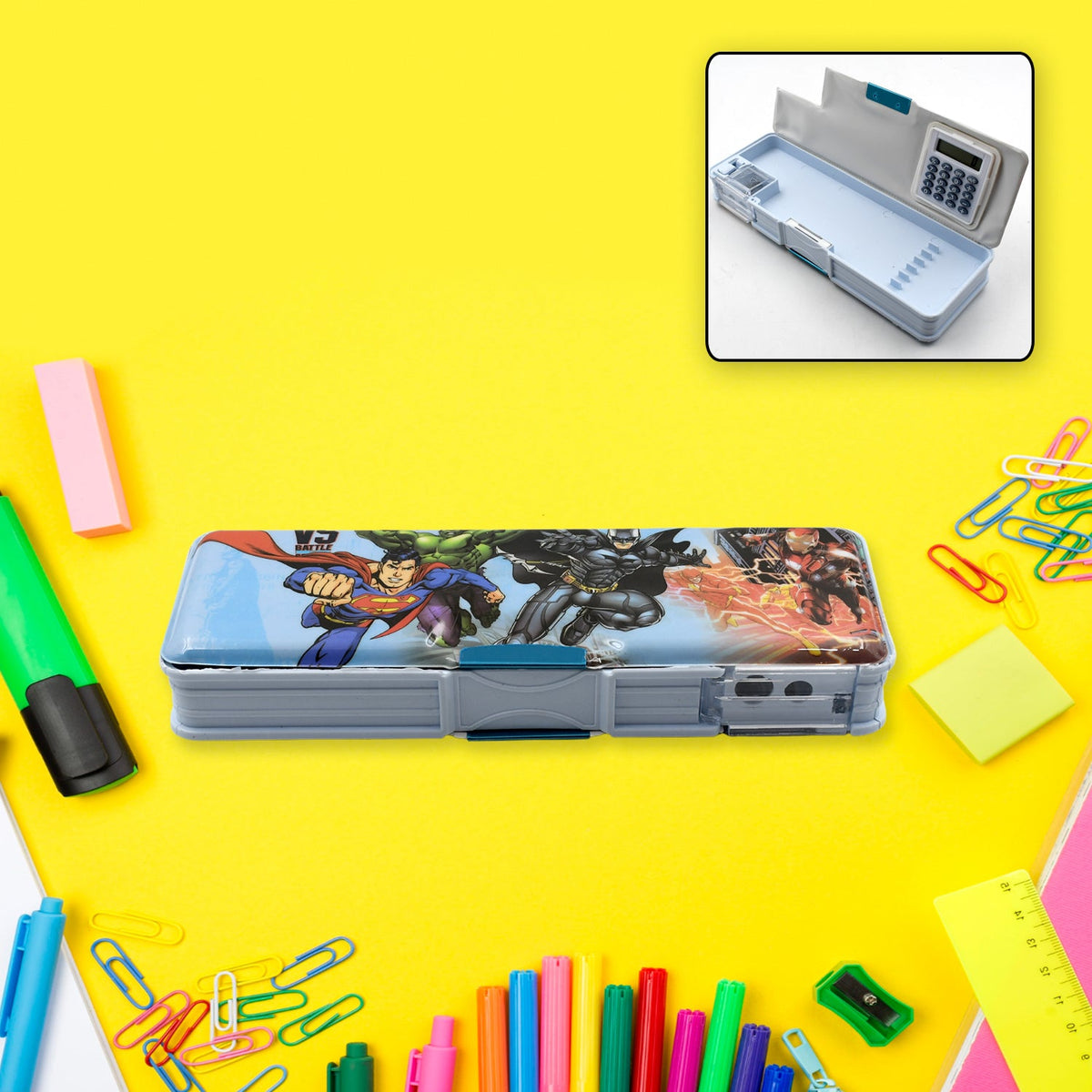 Magnetic Geometry Pencil Box – Dual Sharpener & Calculator – alternate view