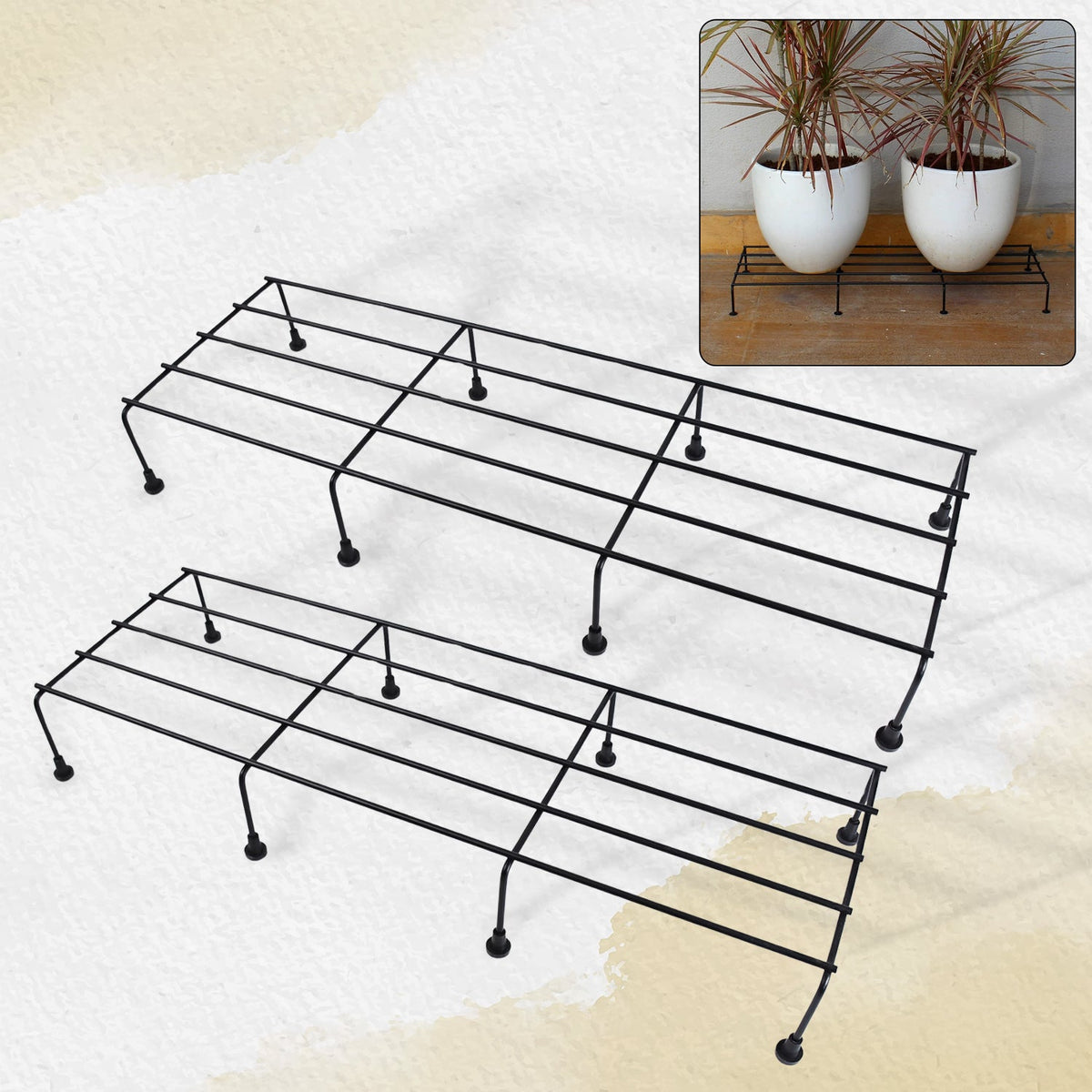 Metal Rectangle Flower Plant Stand – Durable 2 pc set