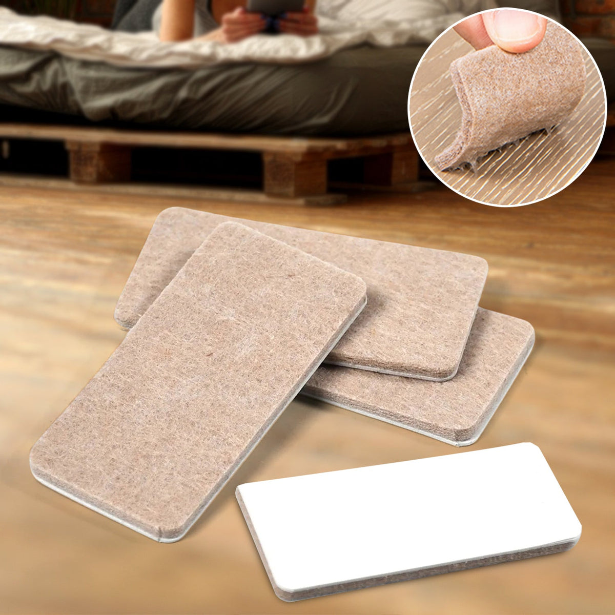 Felt Furniture Pads – Square Floor Protectors (4-Pc)