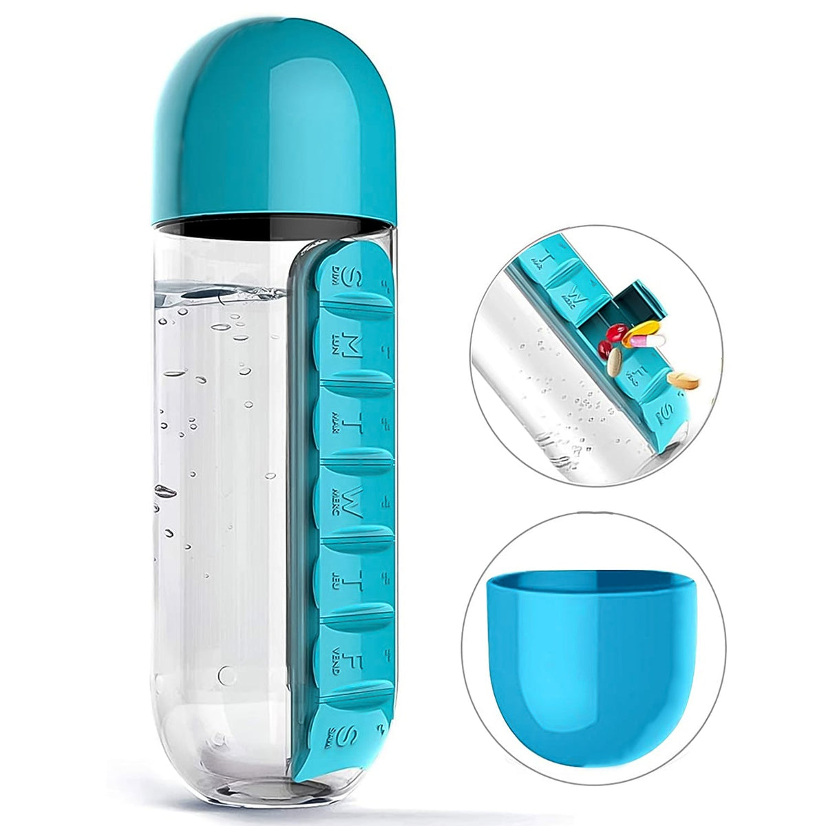 Pill Organizer Water Bottle 600ml – Travel Friendly – alternate view