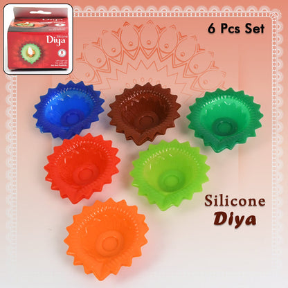 Silicone Diya set (6 Pcs) – Reusable Diwali Lamps – close-up