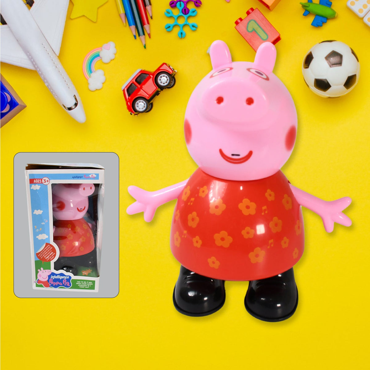 Pig Pretend Play Toy – Movable Soft Rubber Figure – close-up