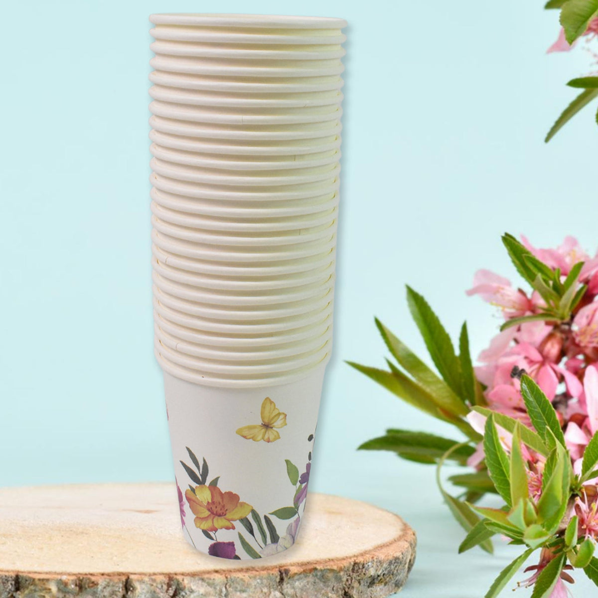 Disposable Paper Cups – Mixed Design 24 pcs – close-up