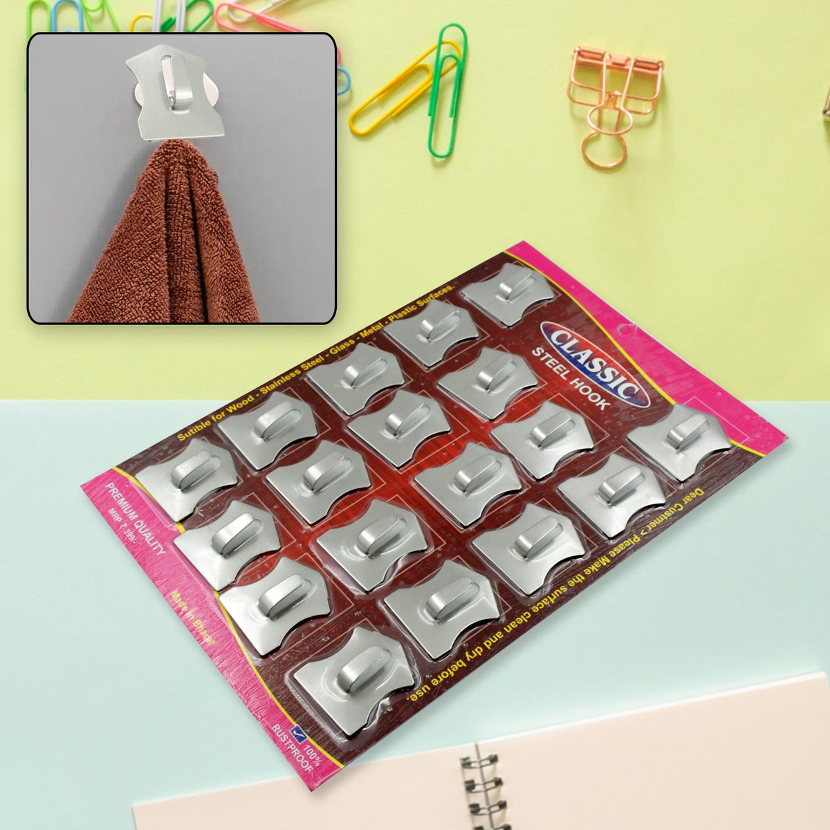 Stainless Steel Wall Hooks – 18 pc Heavy Duty set – view 9