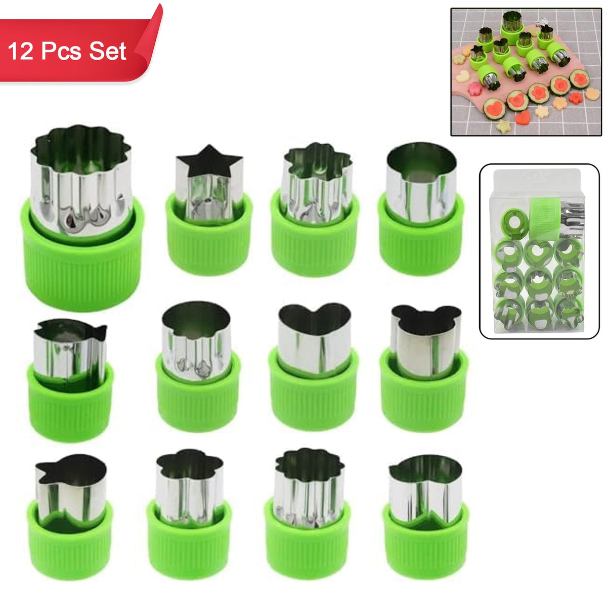 Stainless Steel Cookie Cutter set – 12 pc Baking Molds – close-up
