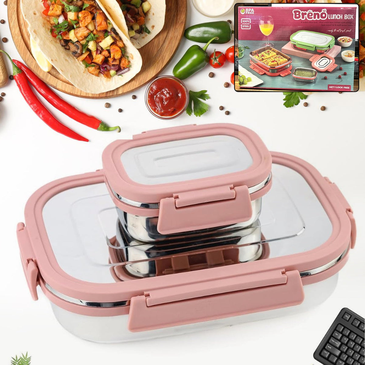 Stainless Steel Lunch Box – Leak-Proof 2PC set