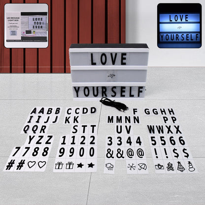 Cinematic Light Box – Mini A6 LED Message Board with Letters – close-up