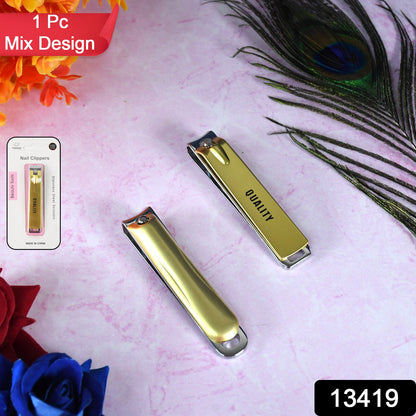 Folding Nail Clippers – Stainless Steel Portable with File – side view