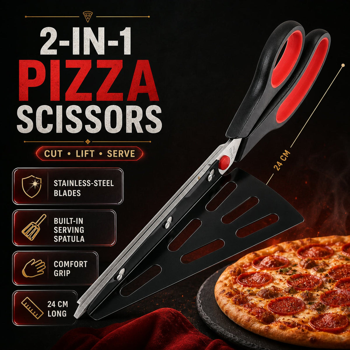 Pizza Cutter Scissors – Stainless Steel – view 8