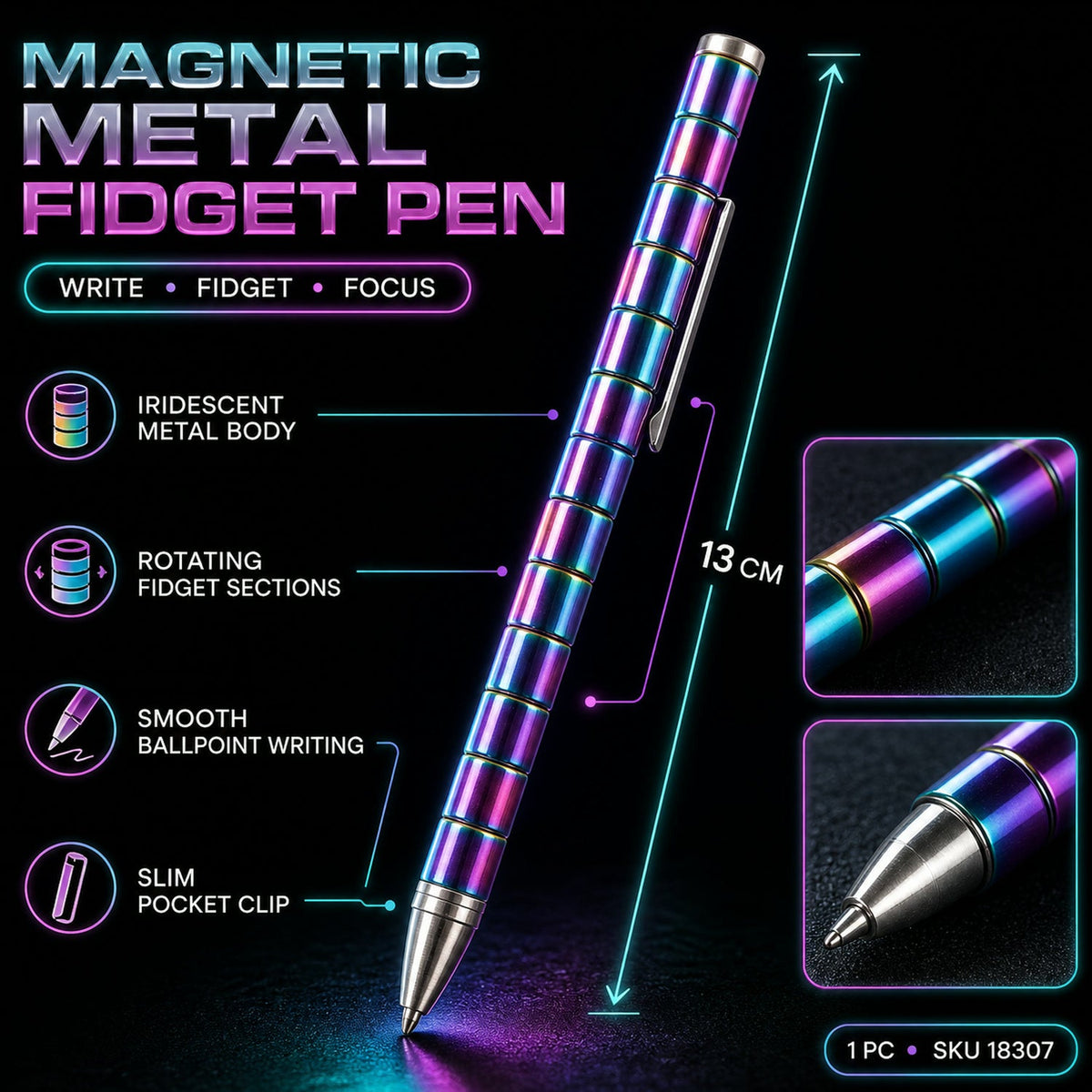 Magnetic Pen – Fidget Spinner & Stress Relief Metal Pen – view 9