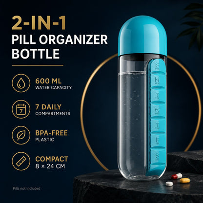 Pill Organizer Water Bottle 600ml – Travel Friendly – view 10