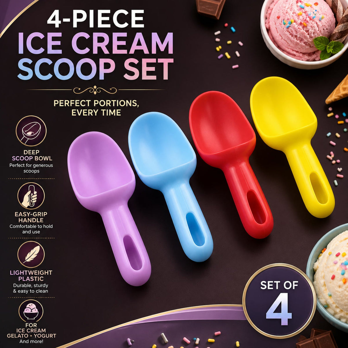 Plastic Ice Cream Scoop – 4 pc Multipurpose Kitchen set – view 8