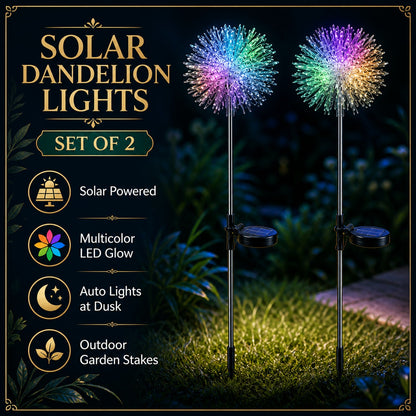 Solar Powered Dandelion Garden Lights – 2 pc Multicolor LEDs – view 11