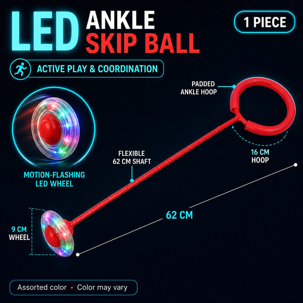 LED Jumping Ring for Kids – Flashing Ankle Skip Ball – view 9