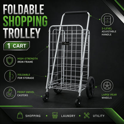 Foldable Shopping Cart – Durable Iron Frame & Dual Swivel – view 13