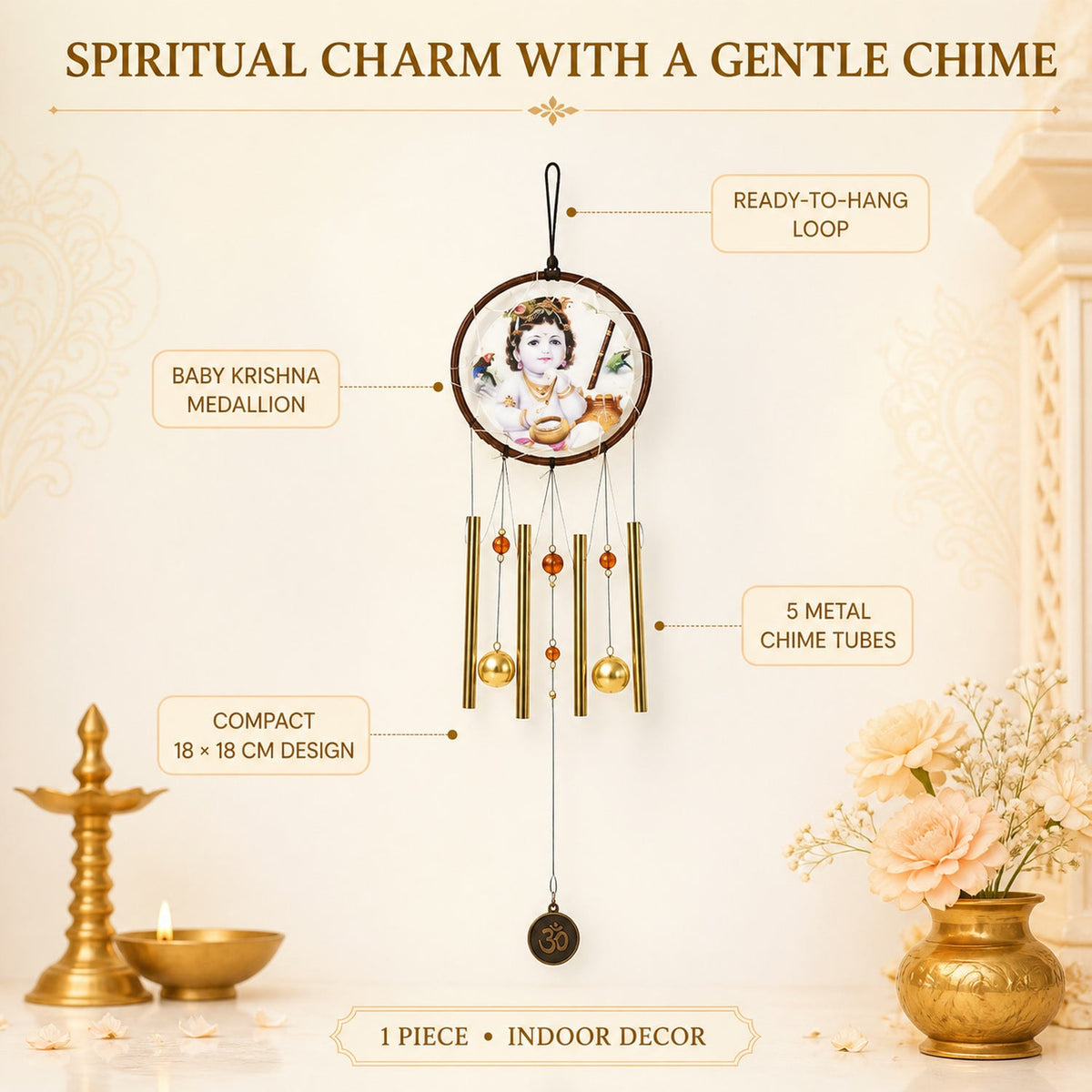Krishna Dream Catcher Wind Chime – Spiritual Melody Decor – view 8