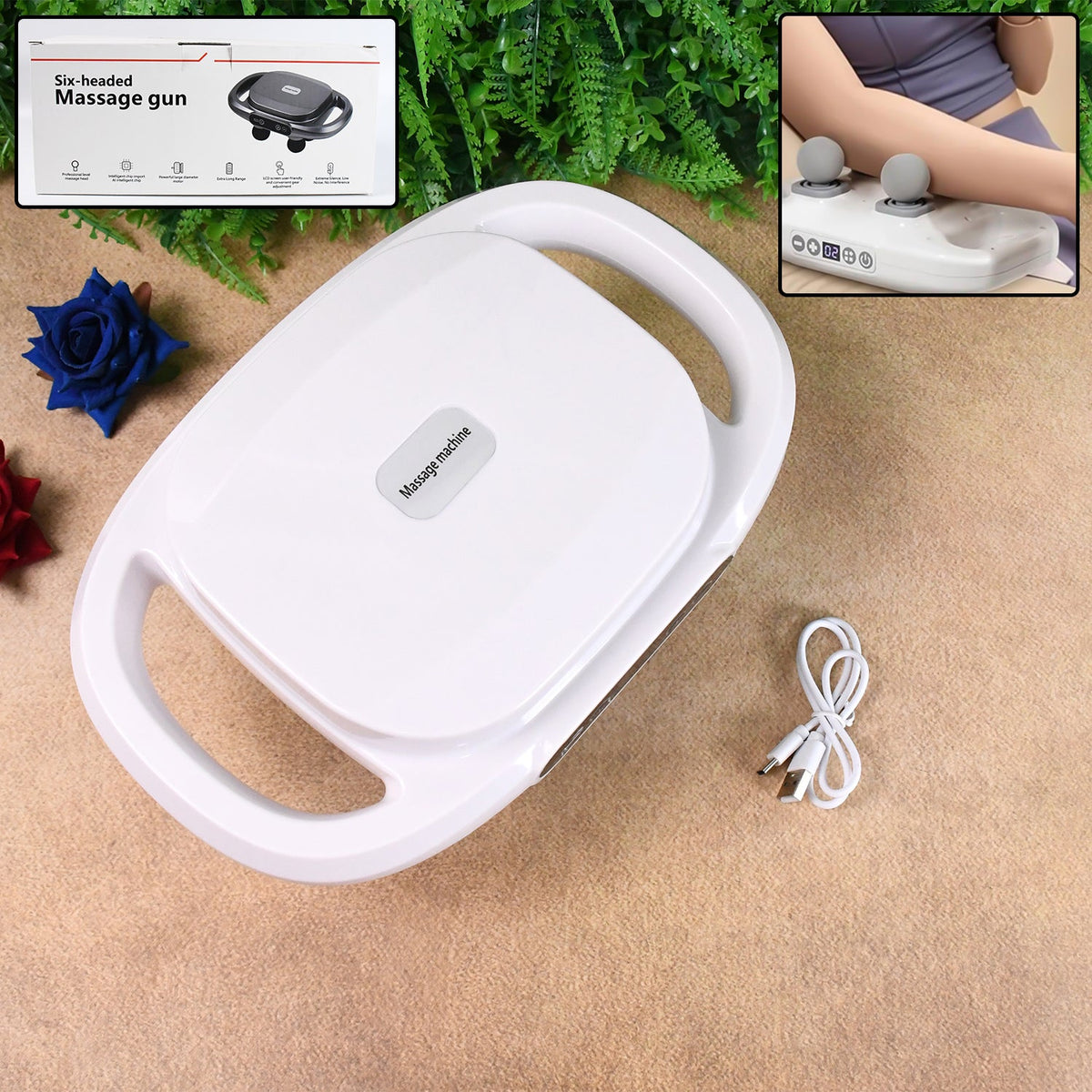 Massage Gun for Pain Relief – 6 Heads Deep Tissue Massager – side view