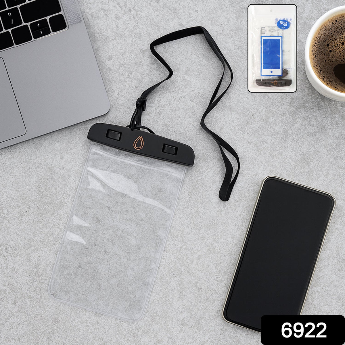 Waterproof Mobile Pouch with Neck Strap for Phones – side view