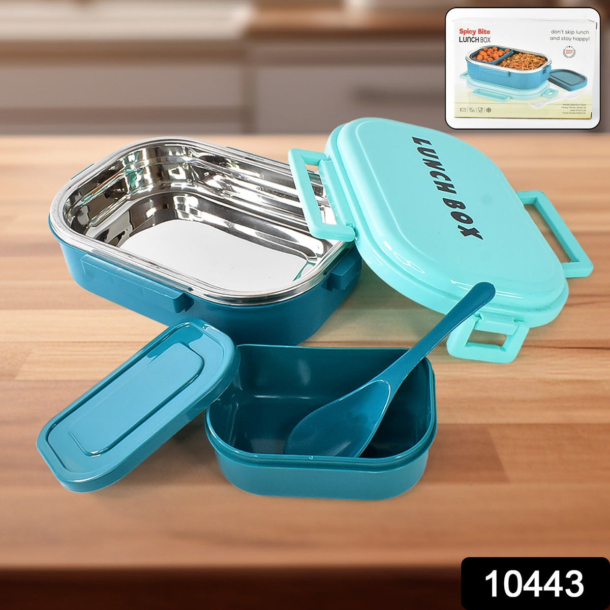 Stainless Steel Lunch Box – 3-in-1 Leakproof set – side view