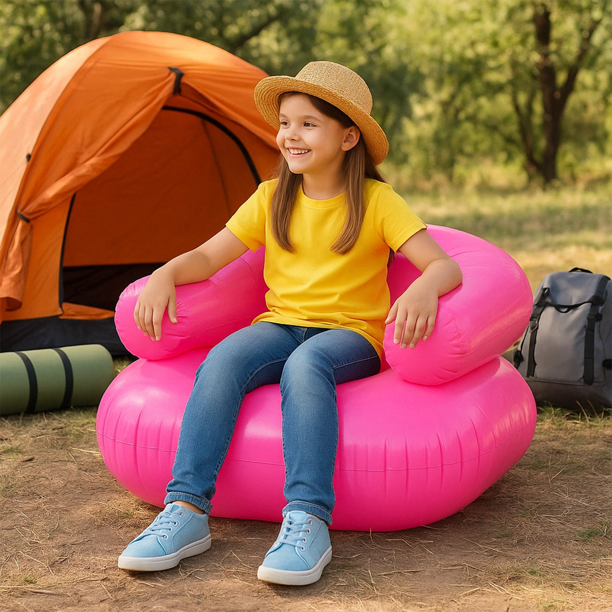 Inflatable Kids Sofa Chair – Portable & Durable Seating – side view