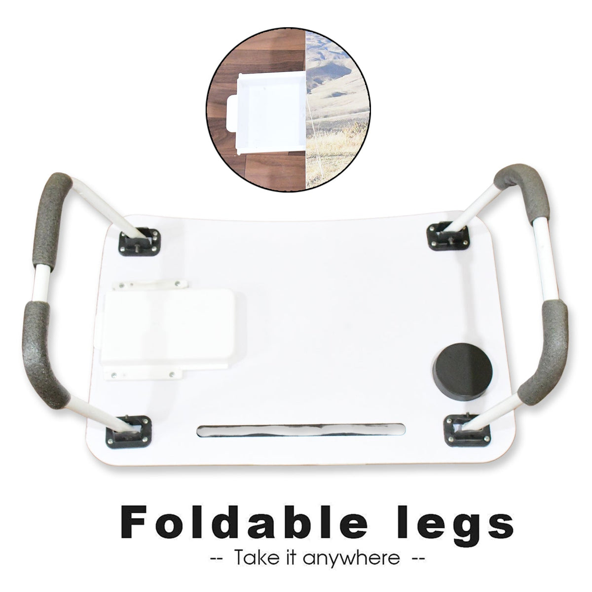 Laptop Desk – Foldable Study Table with Cupholder & Drawer – view 6