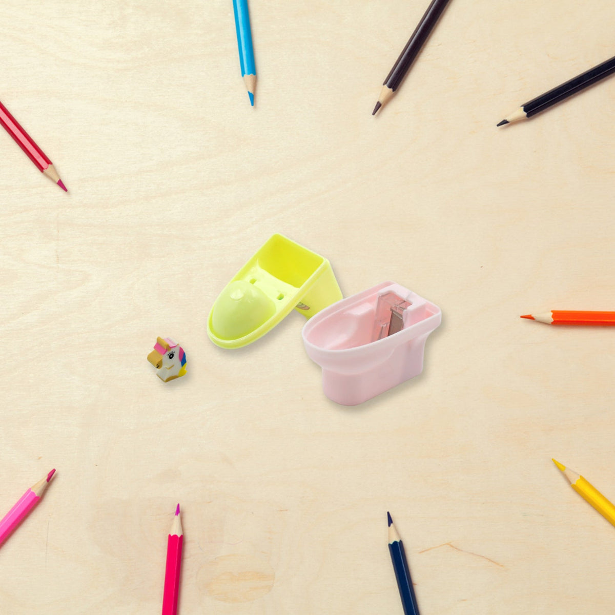 Toilet Pencil Sharpener – Fun Novelty with Eraser (2 pc Set) – view 6
