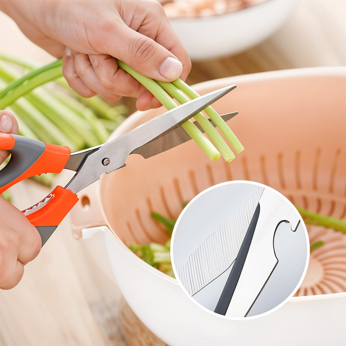 Multi-Function Kitchen Scissors – Stainless Steel Shears – close-up