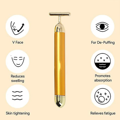 Vibrating Face Massager – Golden Energy for Radiant Skin – close-up